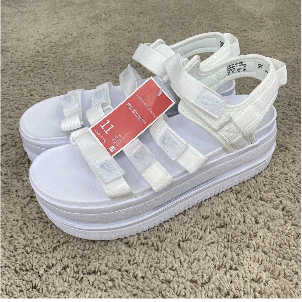 Nike Icon Classic Sandal Womens‎ Size 11 White Pure Platinum Women Platform Shoe